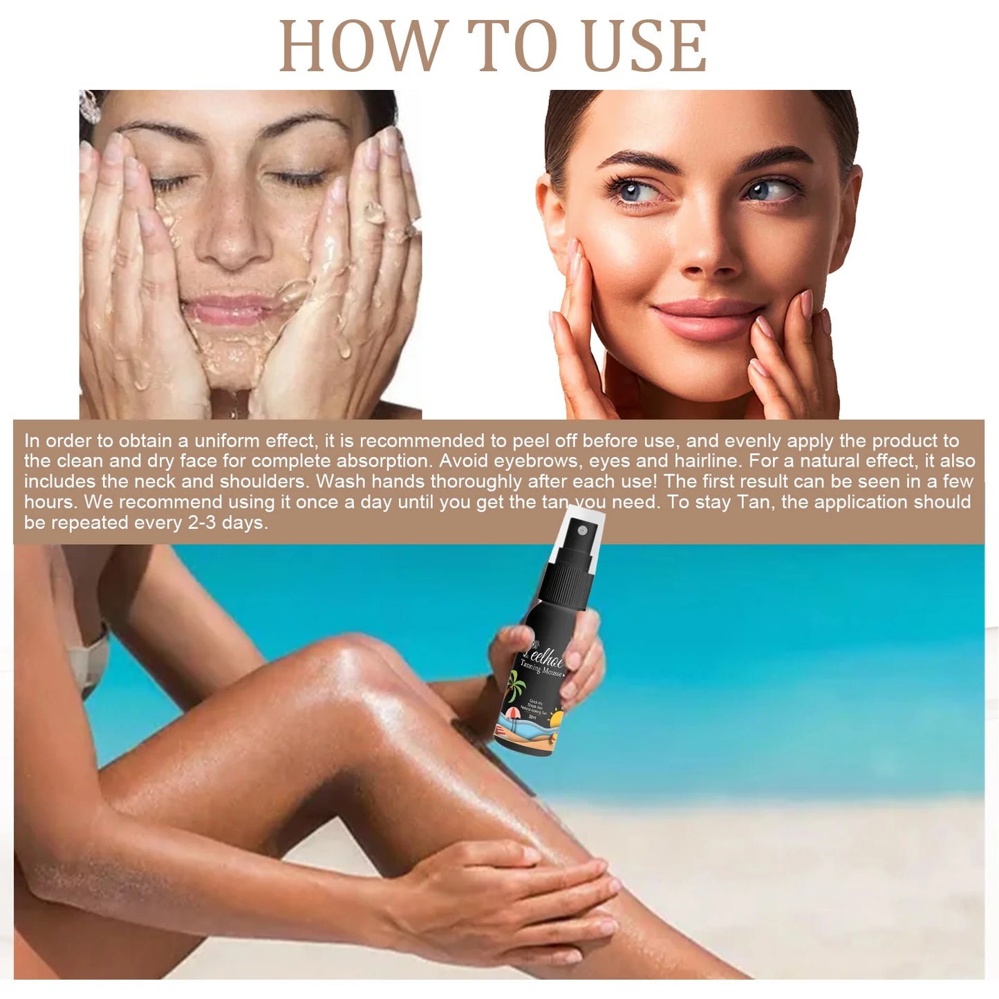 Tanning Mist Sunscreen Lotion Spray for Golden Glow