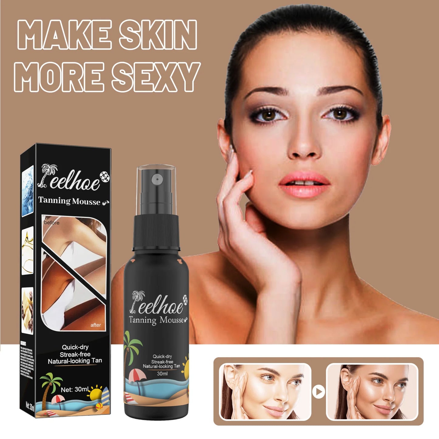 Tanning Mist Sunscreen Lotion Spray for Golden Glow