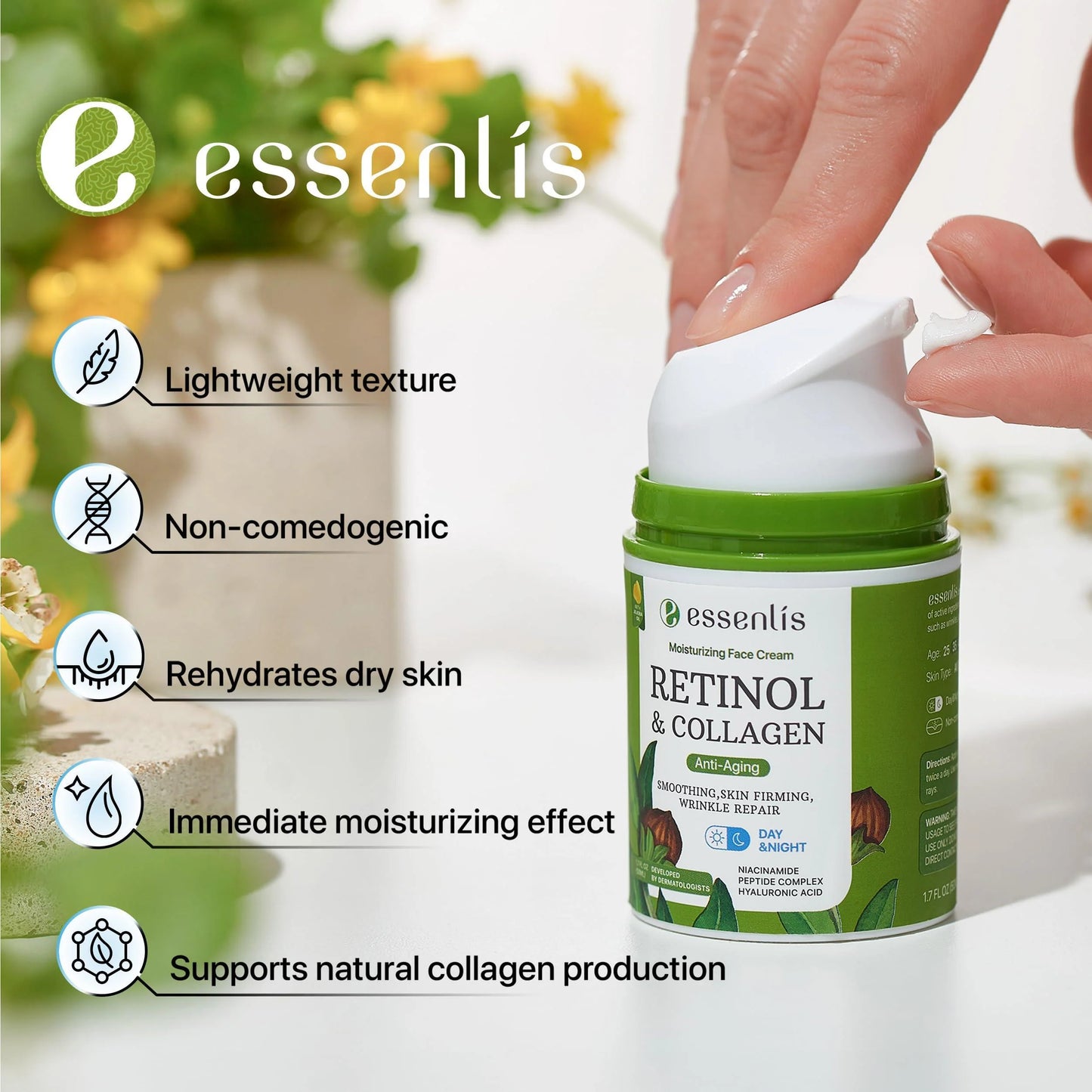 Retinol Cream for Face anti Aging Face Moisturizer with Collagen & Hyaluronic