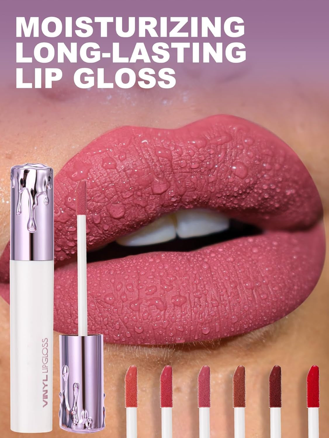 Matte Lip Glaze Moisturizing Long-Lasting Waterproof Non-Stick Lipstick Longwear No-Budge Liquid Lipcolor Makeup, Highly Pigmented Nourishing Lip Gloss for Lip Make up (02#, 0.08 Fl.Oz)