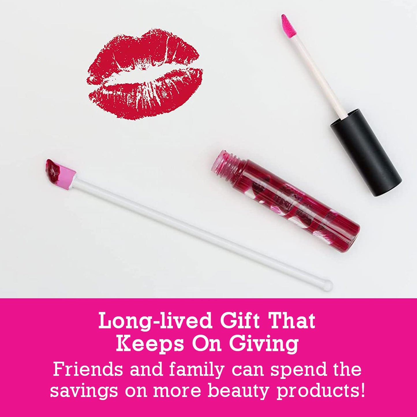 Lip Gloss Tiny Beauty Spatula (6 Inch Pink) Shark Tank Mom Made Scrapes Last Drop of Lipstick, Concealer, Chapstick, Tiny Makeup Cosmetics Gifts for Women, Teen, Grandma, Mom Stocking Stuffers