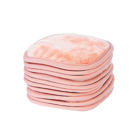 Reusable Makeup Remover Cloths, Soft Microfiber Face Towels for All Skin Types, Chemical-Free, Protective, Machine Washable, Gentle & Effective Facial Cleansing, 5"X5", Coral, 10-Pack